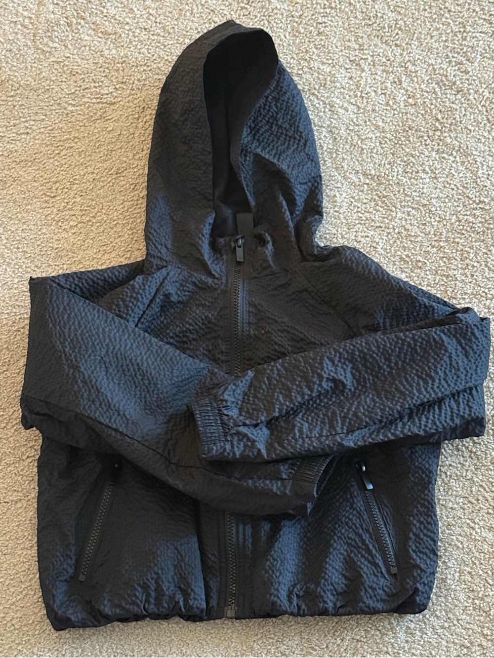 All In Motion Girls’ Black Textured Hooded Jacket Size S 6/7